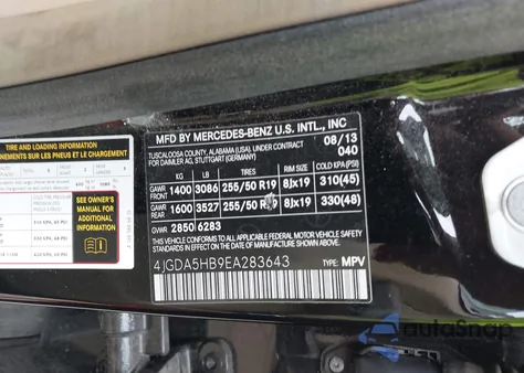 2014 Mercedes-Benz Ml 350 4Matic from USA, damaged, VIN 4JGDA5HB9EA283643